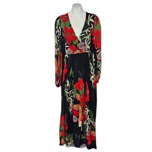 knee length dresses for ladies Multicolor Boho Floral Delhi Pleated Maxi Dress